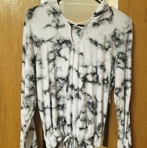 Marble patterned drawstring hoodie